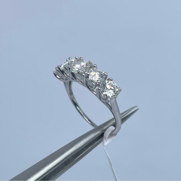 Moissanite Diamond Ring Band 5 Year Anniversary Wedding Ring 5 Stone 2.5 Ct 925 - Picture 11 of 11